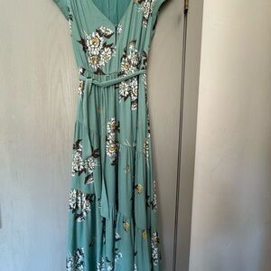 Free People Sage Blossom Wrap Maxi Dress